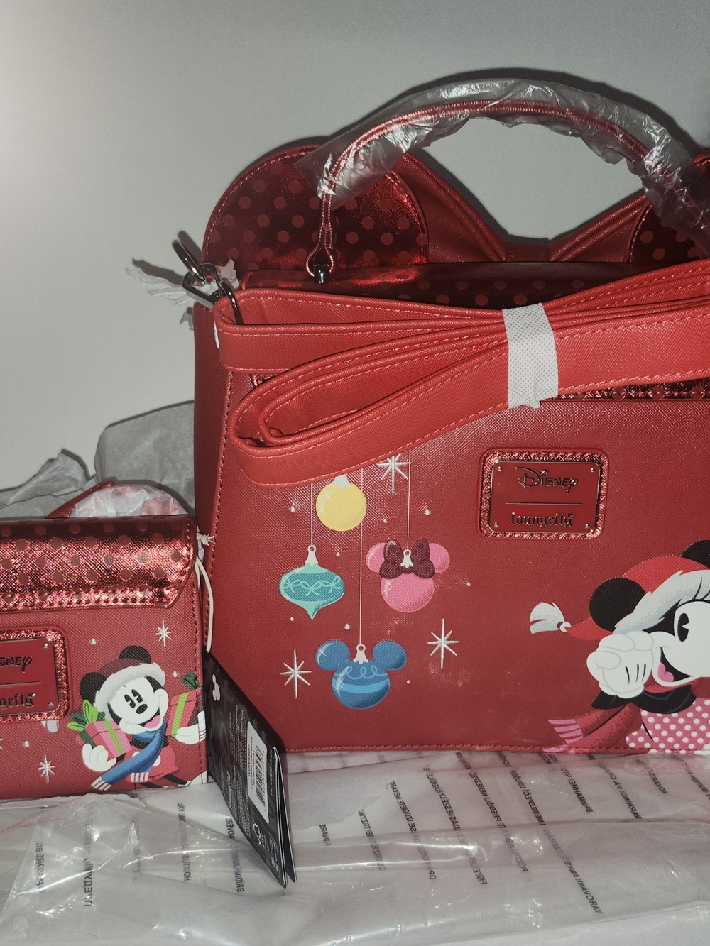 Loungefly Red Minnie Mouse Exclusive Ornament Crossbody And Wallet